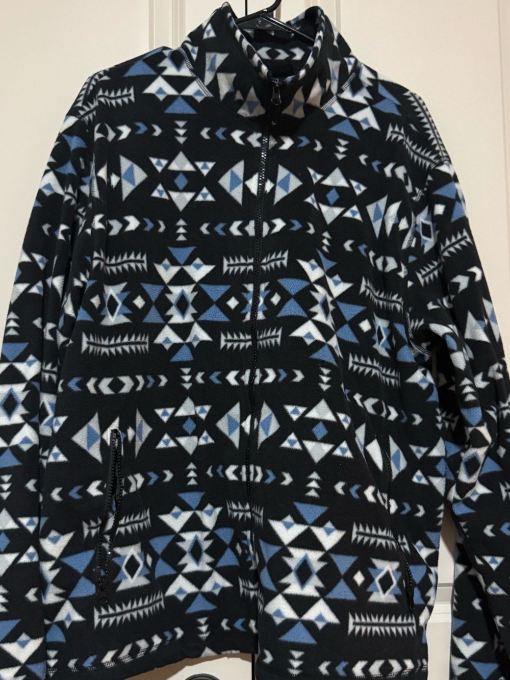 Original Use Men's fleece Jacket - black/blue pattern - XL